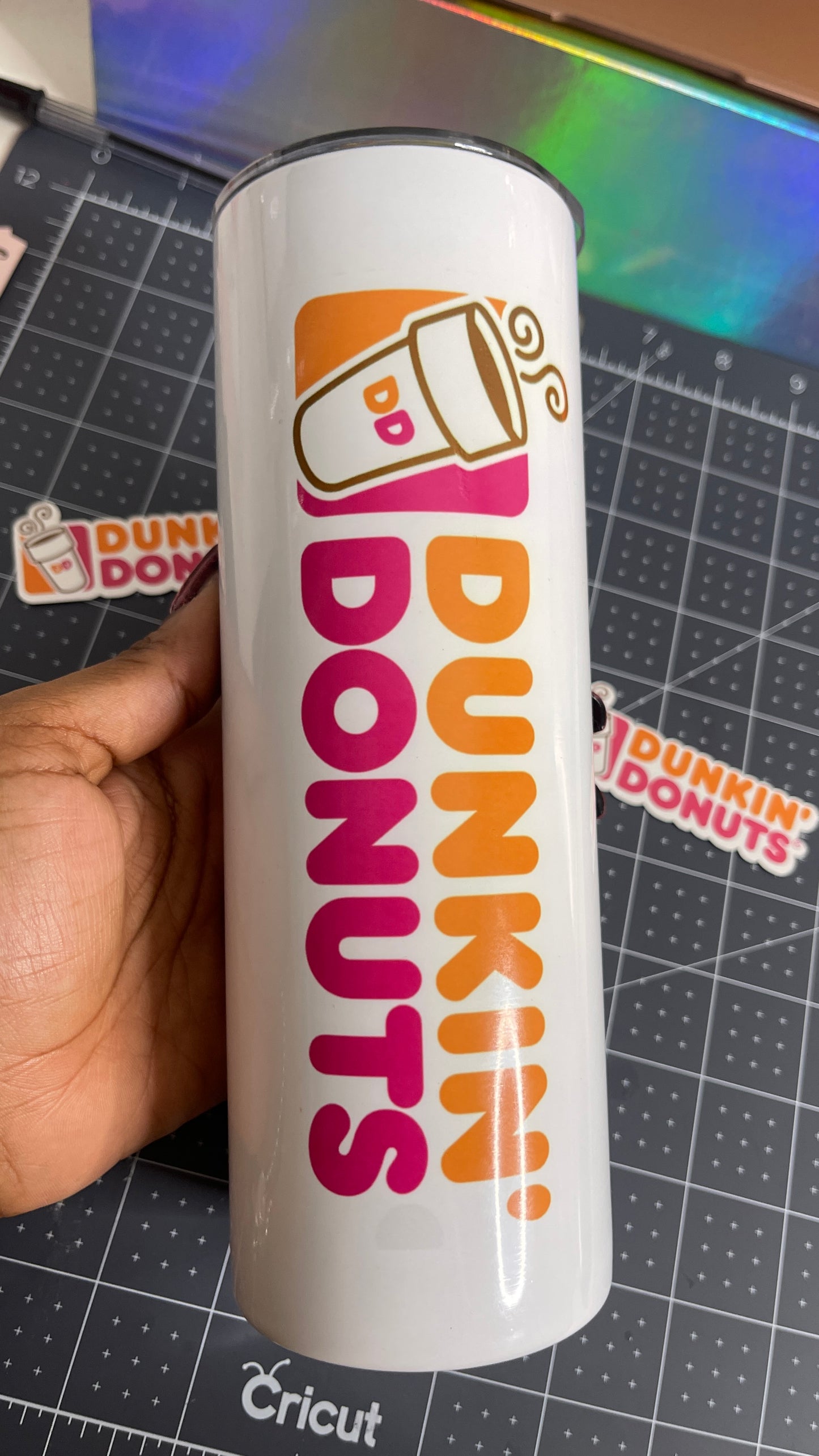 Dunkin Donuts Inspired Tumbler with Order l Personalized l 20oz Hot Cold Tumbler l Dunkin Tumbler l DD Inspired l Custom Tumbler