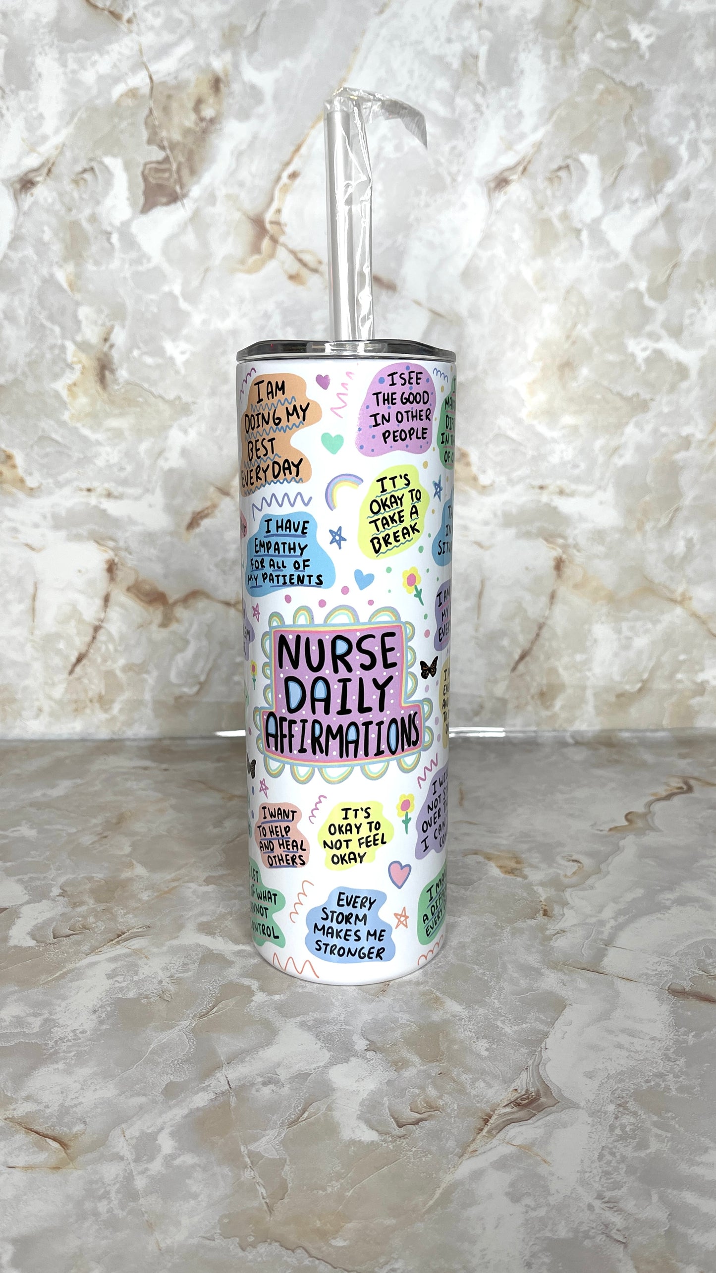 Nurse Daily Affirmations Tumbler l Custom Skinny Tumbler l Nurse Tumbler, RN l LPN