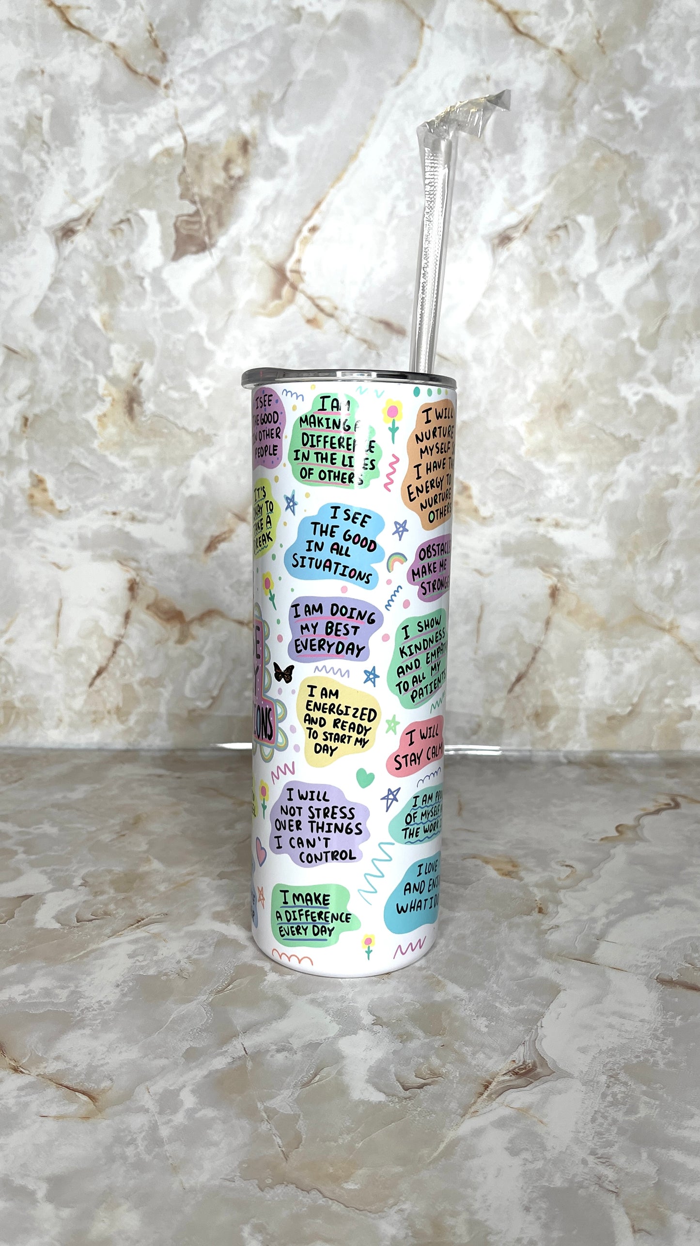 Nurse Daily Affirmations Tumbler l Custom Skinny Tumbler l Nurse Tumbler, RN l LPN